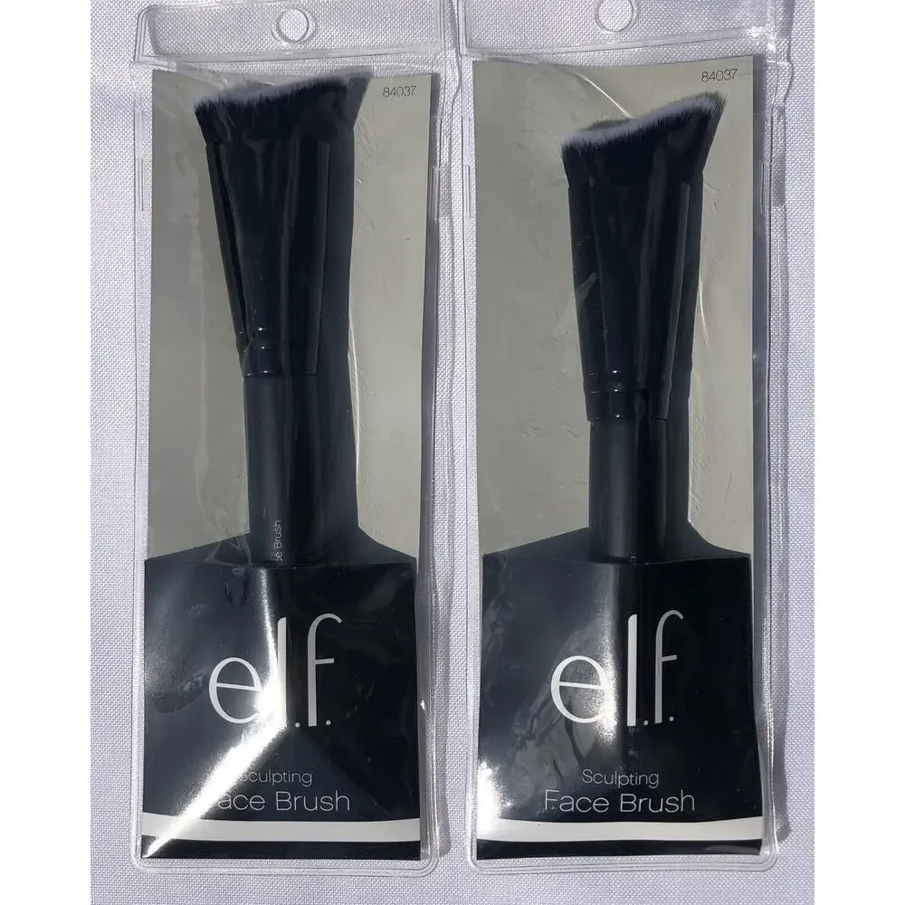 Elf Makeup Brush Black Sculpting Face Brush Ultra Fine Synthetic Lot of Two